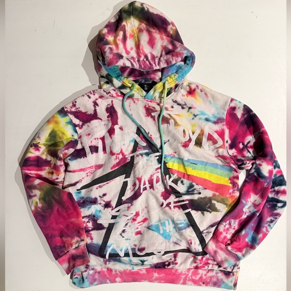 Pink Floyd Sweaters - PINK FLOYD tie dye Dark Side of the Moon hooded sweater Perryscope M